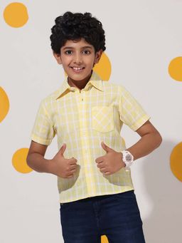 Cherry & Jerry - Yellow Checked Cotton Half Sleeve Shirt