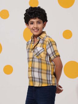 Cherry & Jerry - Yellow Checked Cotton Half Sleeve Shirt