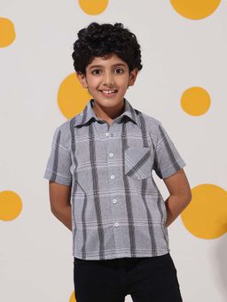 Cherry & Jerry - Grey Checked Cotton Half Sleeve Shirt
