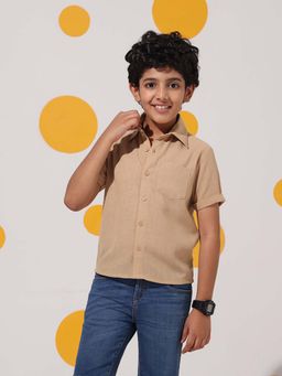 Cherry & Jerry - Beige Linen Cotton Half Sleeves Shirt