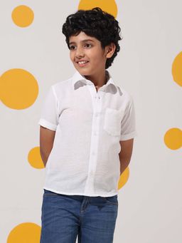 Cherry & Jerry - White Linen Cotton Half Sleeves Shirt
