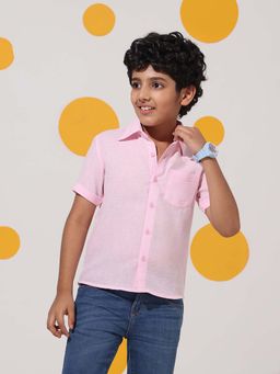 Cherry & Jerry - Pink Linen Cotton Half Sleeves Shirt