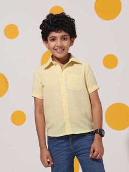 Cherry & Jerry - Yellow Linen Cotton Half Sleeves Shirt