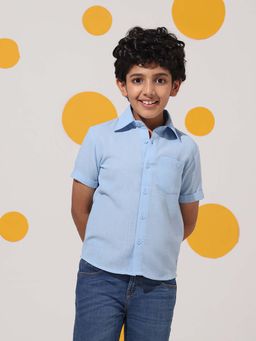 Cherry & Jerry - Light Blue Linen Cotton Half Sleeves Shirt