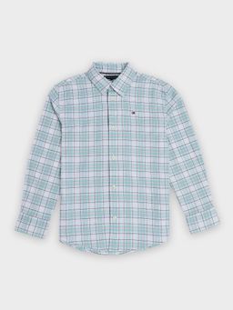 Tommy Hilfiger - Green Boys Checks Regular Fit Oxford Shirt