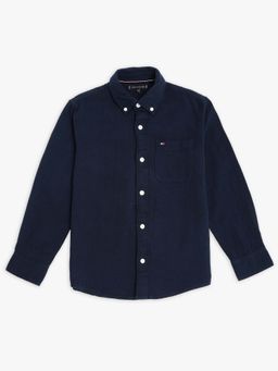 Tommy Hilfiger - Navy Blue Boys Solid Regular Fit Seersucker Shirt