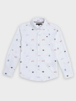 Tommy Hilfiger - White Boys Logo Regular Fit Cotton Shirt