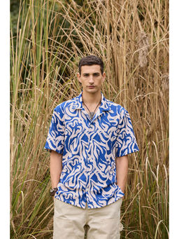 The Clothing Factory - Brushstroke Printed Navy Blue Shirt
