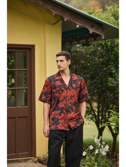 The Clothing Factory - Tropical Vibe Poly Spandex Black Shirt