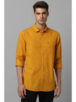 Allen Solly - Men Yellow Custom Fit Print Full Sleeves Casual Shirt