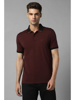 Allen Solly - Men Brown Solid Polo Neck T-shirt