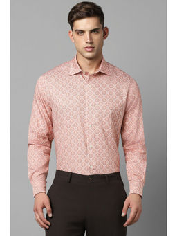 Louis Philippe - Men Pink Classic Fit Print Full Sleeves Formal Shirt