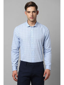 Louis Philippe - Men Blue Super Slim Fit Checks Full Sleeves Casual Shirt
