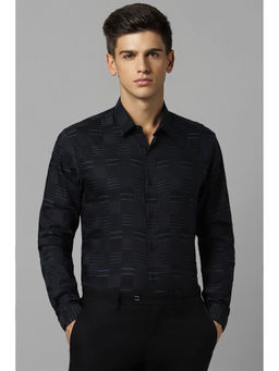 Louis Philippe - Men Black Super Slim Fit Checks Full Sleeves Formal Shirt