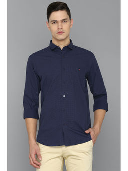 Louis Philippe - Men Navy Super Slim Fit Printed Full Sleeves Casual Shirt