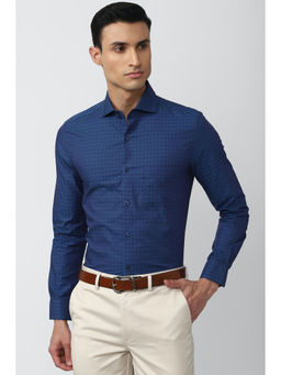 Peter England - Men Blue Slim Fit Formal Full Sleeves Formal Shirt