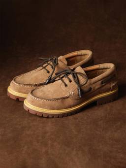 Theater - Women Passengers Tan Suede Lace Up Casual Boat Shoes