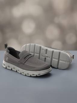 LIBERTY - Leap7X Gostep-E Grey Sports Non Lacing Walking Shoes for Men