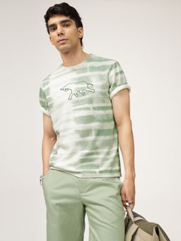 Andamen - Regular Fit Men Print Placement Embroidery Crew Neck