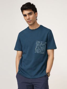 Andamen - Regular Fit Men Pocket Play Placement Embroidery Crew Neck