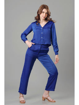 NEOFAA - Womens Cool Blue Cropped Shirt Co-Ord (Set of 2)
