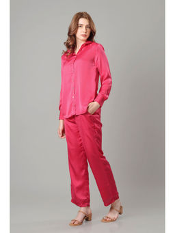 NEOFAA - Womens Solid Hot Pink Co-Ord (Set of 2)