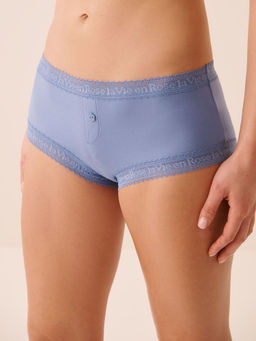 La Vie En Rose - Super Soft Lace Trim Boyshort Panty Blue