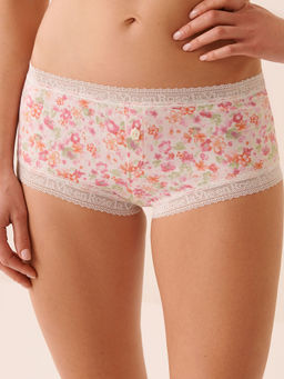 La Vie En Rose - Super Soft Lace Trim Boyshort Panty Multi-Color