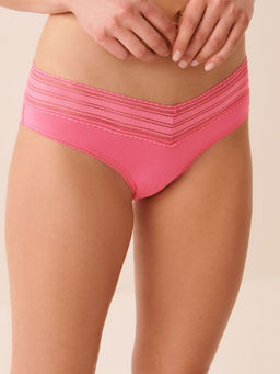 La Vie En Rose - Cotton And Linear Lace Band Bikini Panty Pink