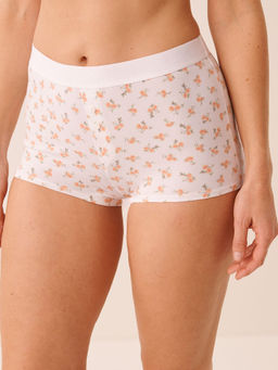 La Vie En Rose - Cotton And Logo Elastic Band High Waist Boyshort Panty White
