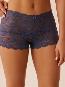 La Vie En Rose - Lace High Waist Boyshort Panty Blue