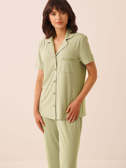 La Vie En Rose - Super Soft Button-Down Shirt Green
