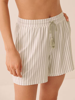 La Vie En Rose - Super Soft Striped Bermuda Shorts Green