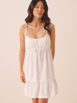 La Vie En Rose - Cotton Eyelet Tiered Nightdress White