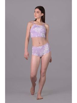 Keepfit - Tie-Dye Printed Padded Swim Top and Panty for Women Lavender