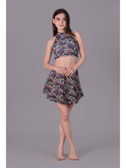 Keepfit - Floral Printed Padded Halter Neck Top and Skirt Multi-Color