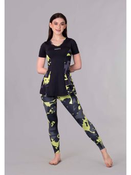 Keepfit - Womens Camouflage Printed Swimsuit Black