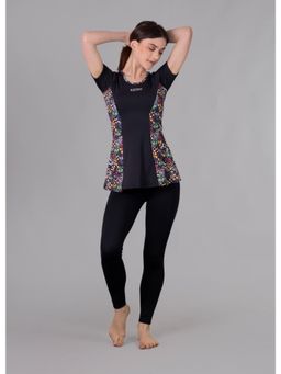 Keepfit - Womens Floral Printed Swimsuit Black
