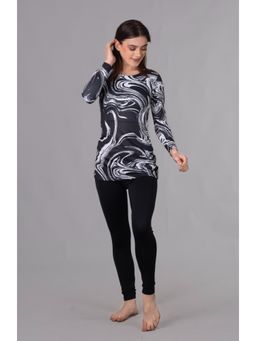 Keepfit - Womens Marble Printed Swimsuit Black