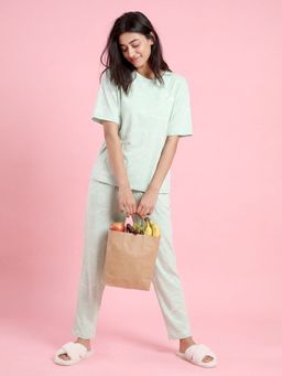 JULIANA DREAM - Women Cotton Printed T-Shirt And Pyjama Green