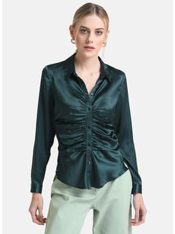Kazo - Green Shirt With Ruching At Placket