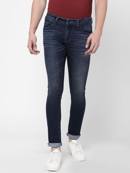 Wrangler - Men Solid Navy Blue Indigo Straight Jeans