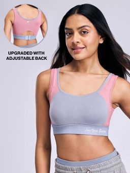 Nykd by Nykaa - Mid-Impact Cotton Sports Bra with Hook & Eye & Removable Cups NYK904 Blue