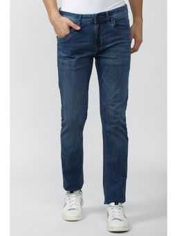 Peter England - Men Navy Mid Wash Classic Tapered Jeans