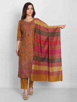 Zamour - Mustard Acro Wool Unstitched Dress Material