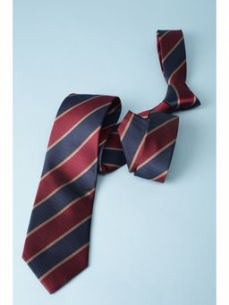 Louis Philippe - Men Maroon Stripe Formal Tie