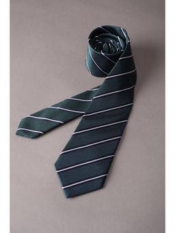 Peter England - Men Green Stripe Formal Tie