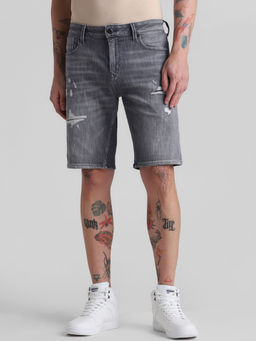 Jack & Jones - Grey Regular Fit Denim Shorts