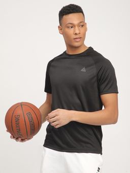 R&B - Men Black Crew Neck Half Sleeves T-Shirt