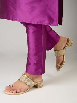 Inc.5 - Women Gold Block Heels